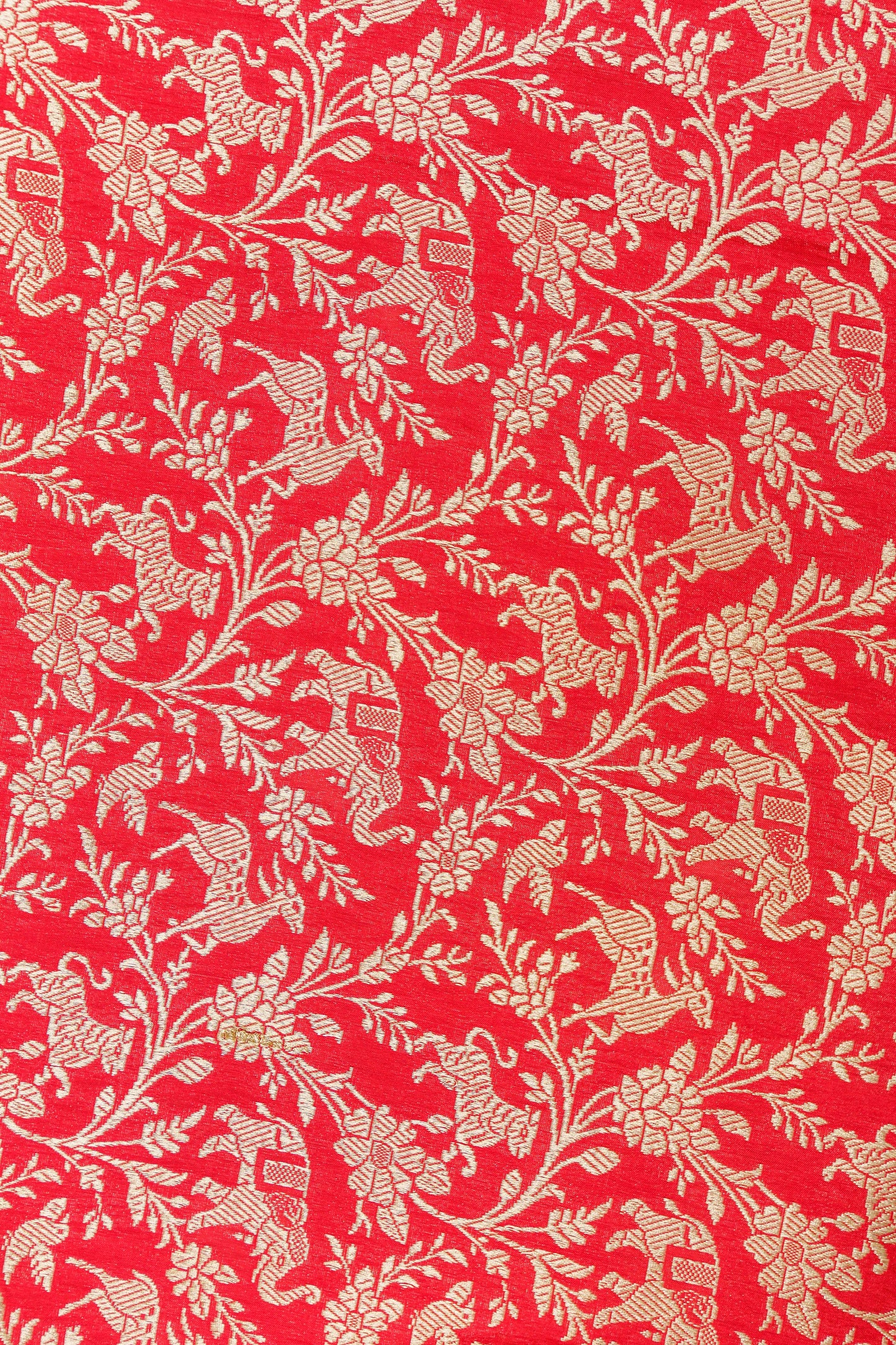 Red pure katan shikargah pure silk saree