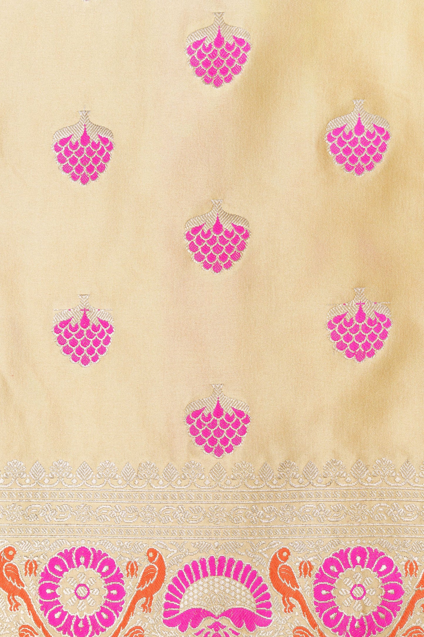 Cream Mashru Silk Saree
