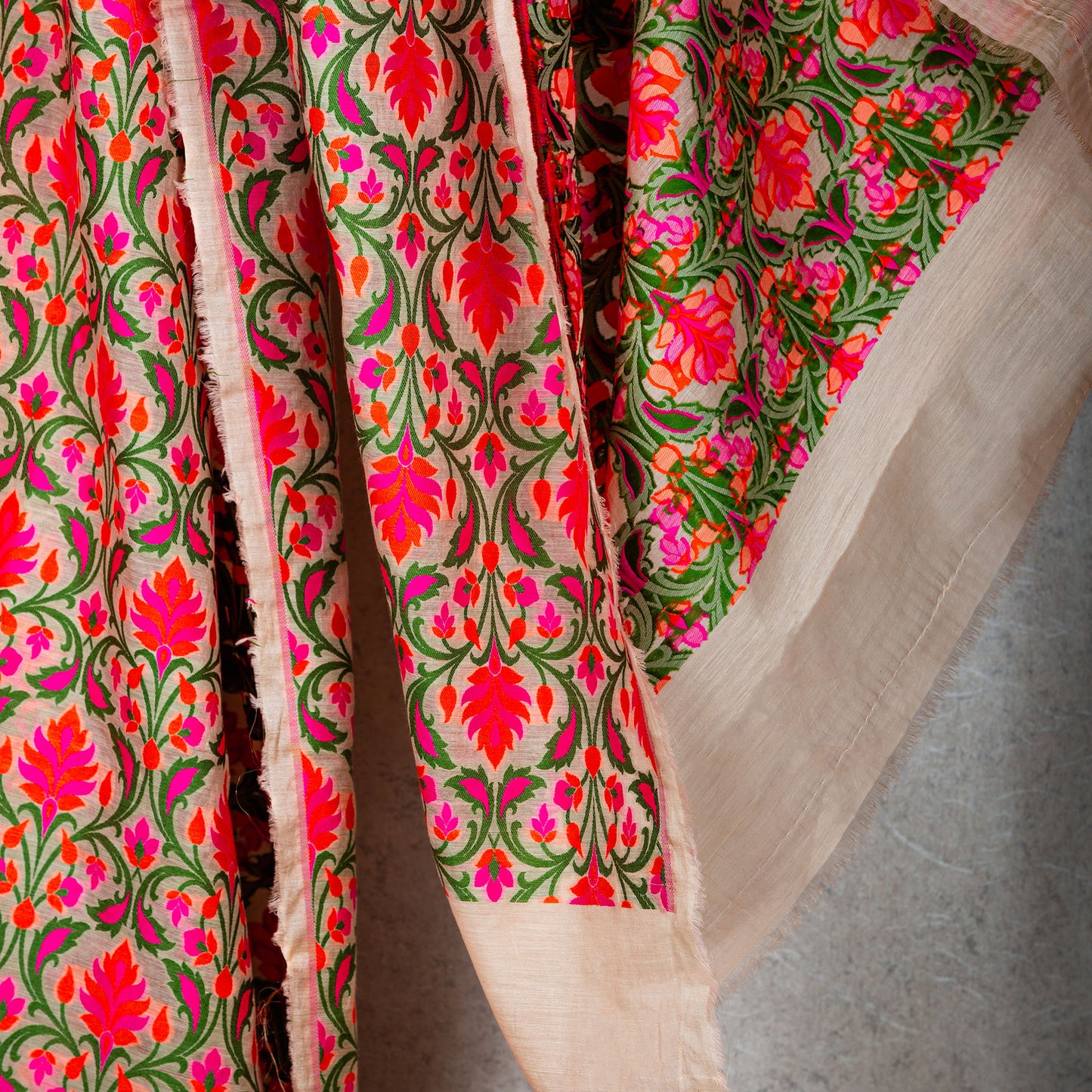 Peach Full Jaal Weaving Chanderi Cotton Suit Set (Pit Handwoven)