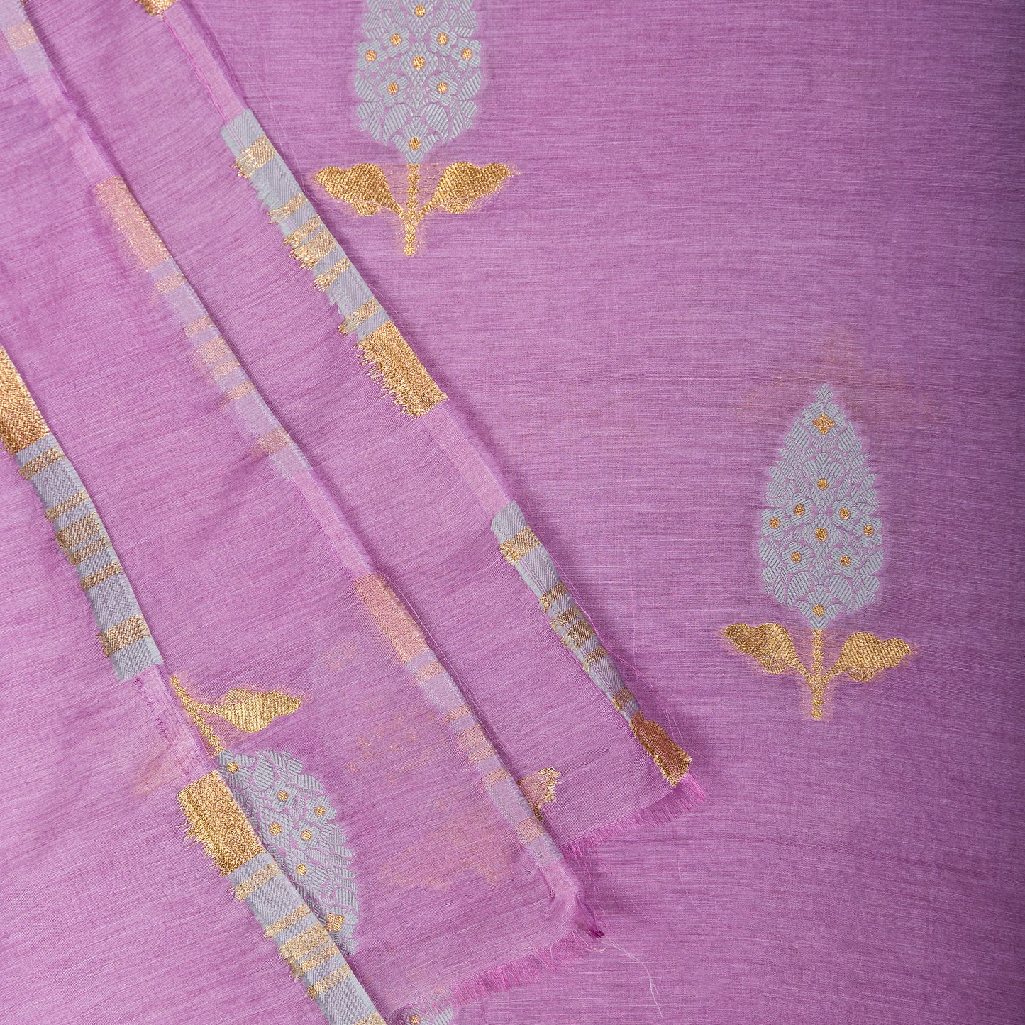 Lavender Beautiful triangle weaving Chanderi Cotton Suit Set