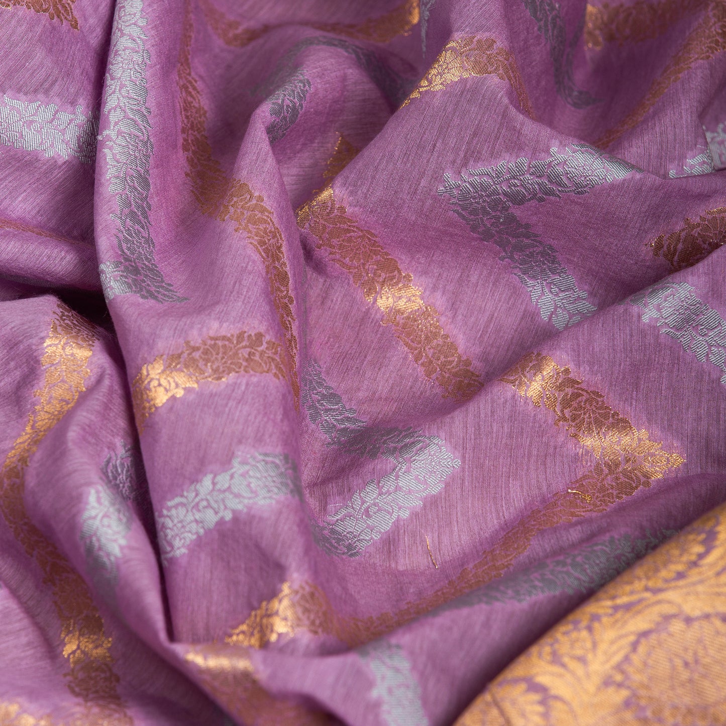 Lavender Beautiful triangle weaving Chanderi Cotton Suit Set