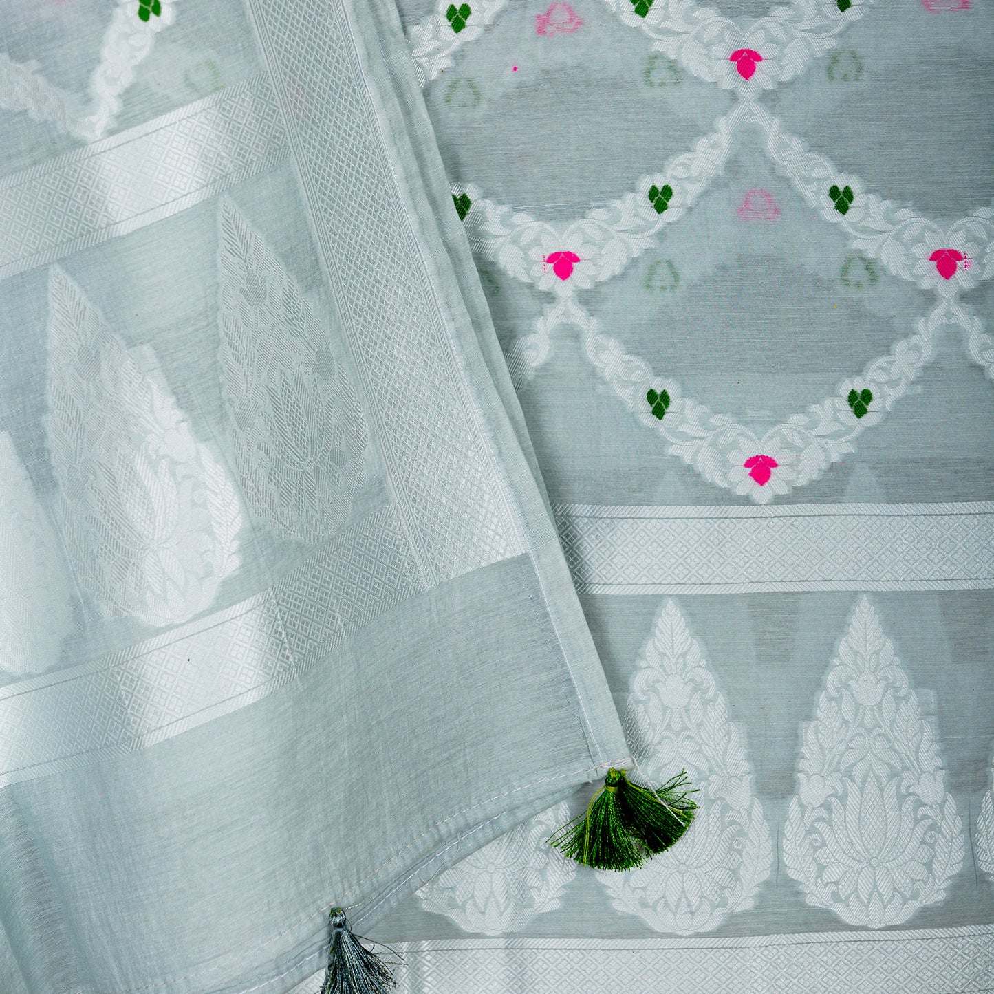 Grey tilfi weaving kurta and single color rangkat dupatta, plain bottom