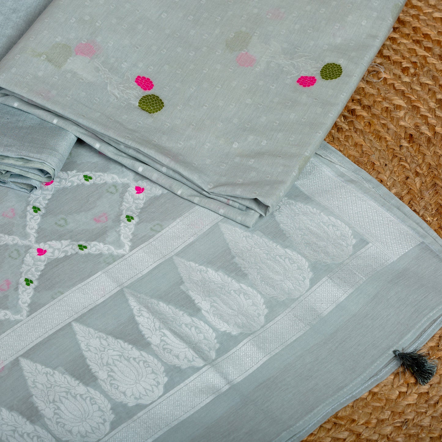 Grey tilfi weaving kurta and single color rangkat dupatta, plain bottom