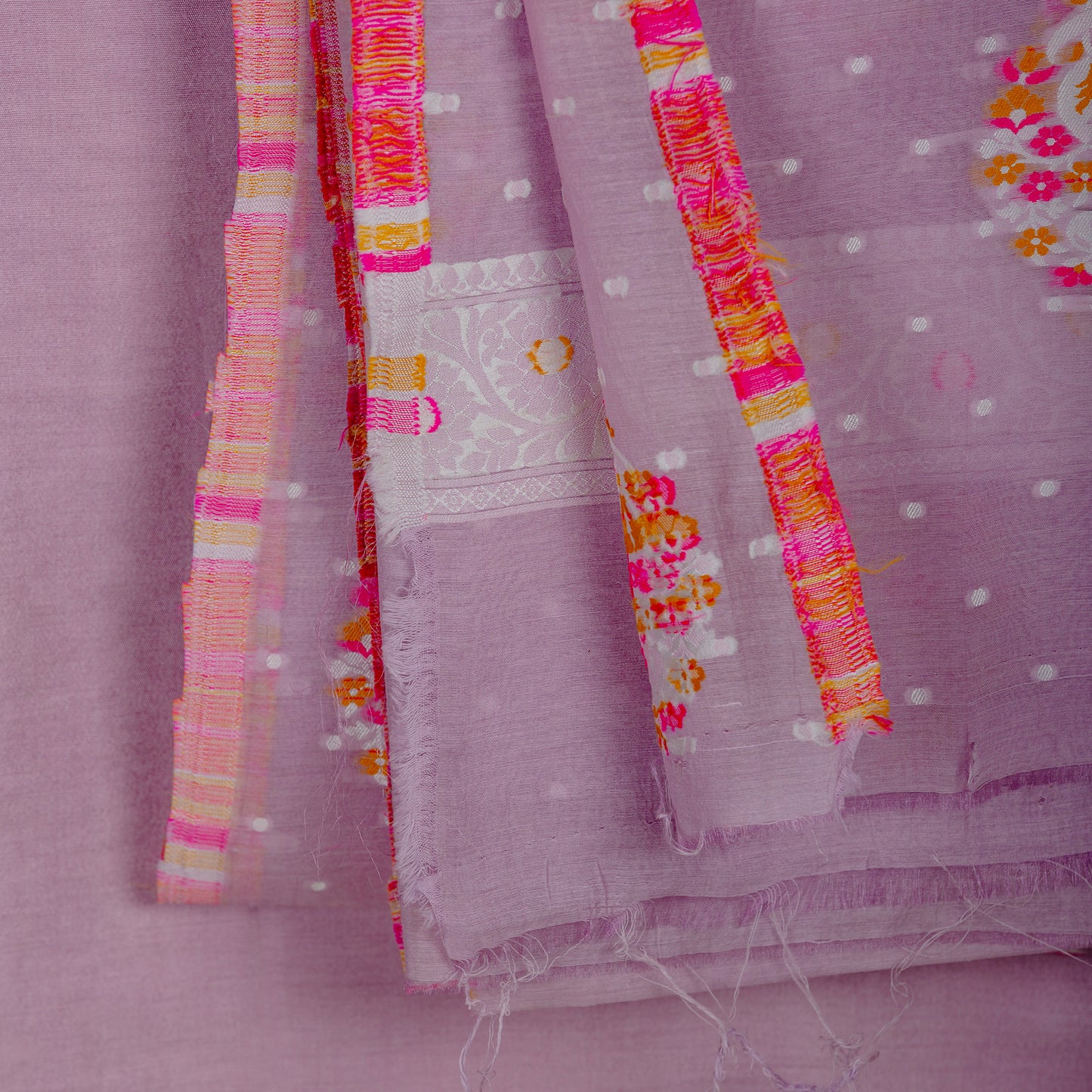 Purple booti meenakari work and one color woven dupatta, plain bottom
