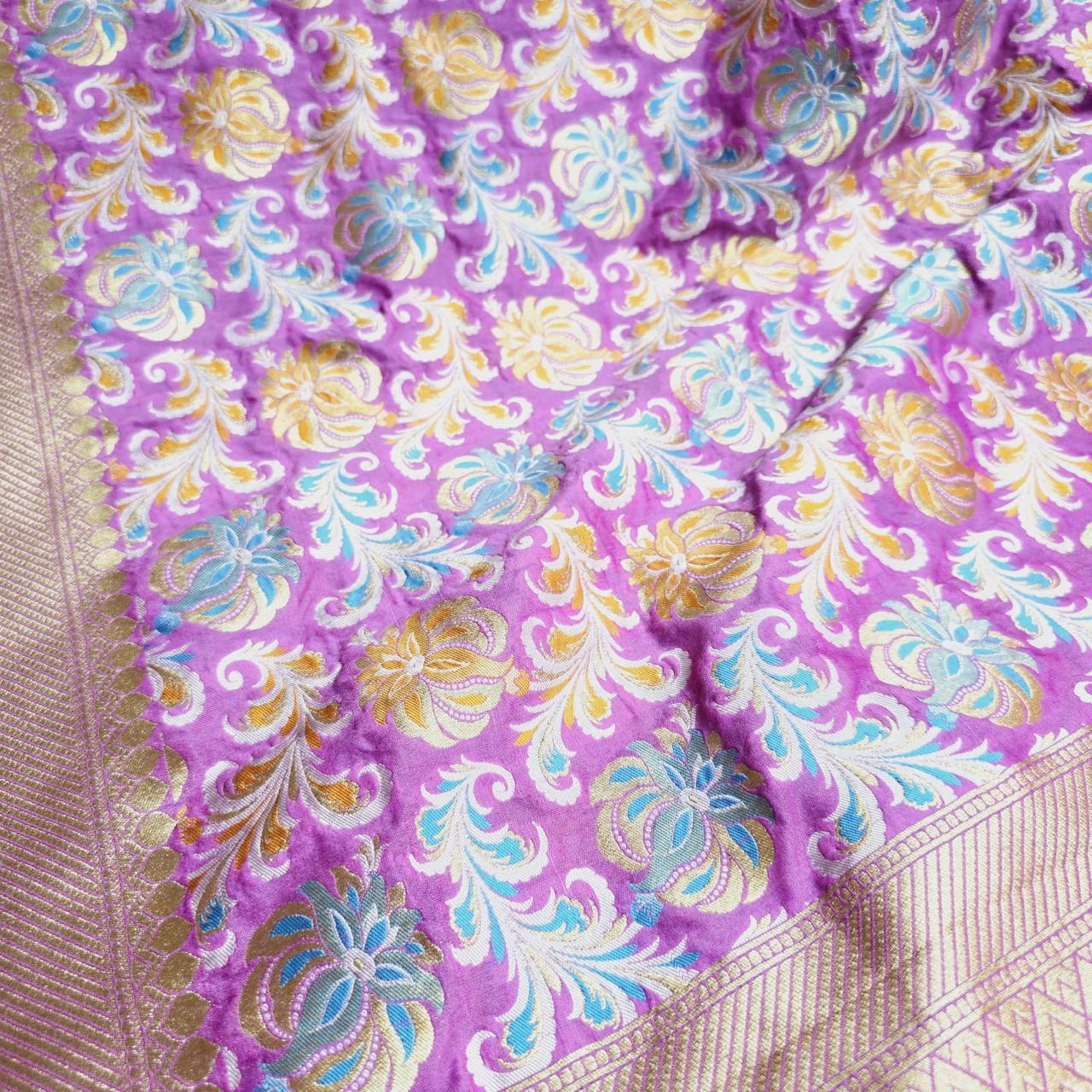 Pink Chiniya silk full jaal weaving dupatta