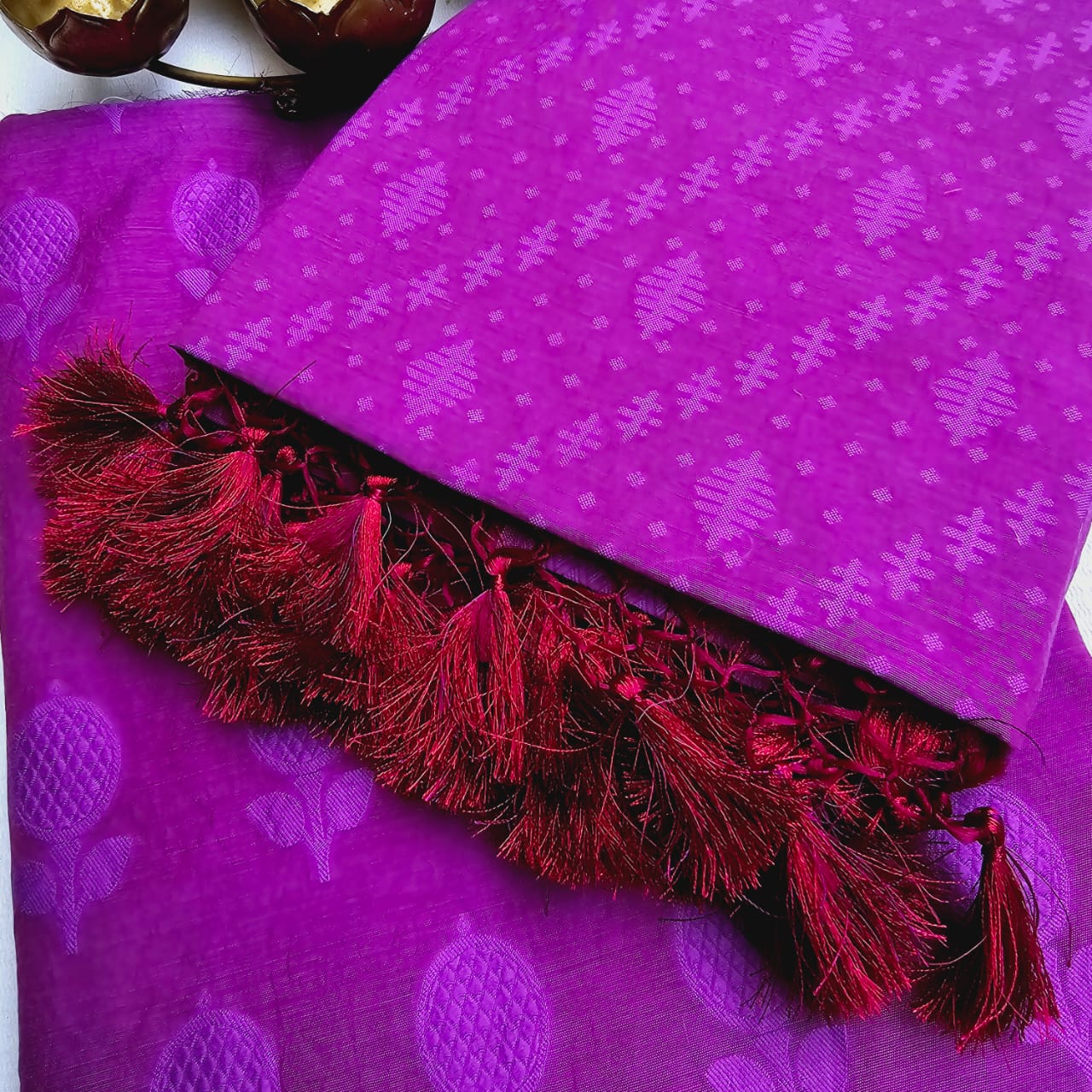 Purple Cotton Jacquard full weaving 3 pieces suit.