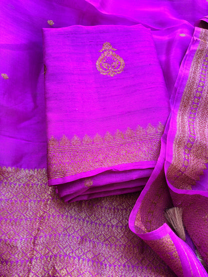 Purple meenadar tussar  silk suit set