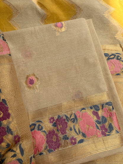 Khadi color Chanderi cotton meenadar suit set