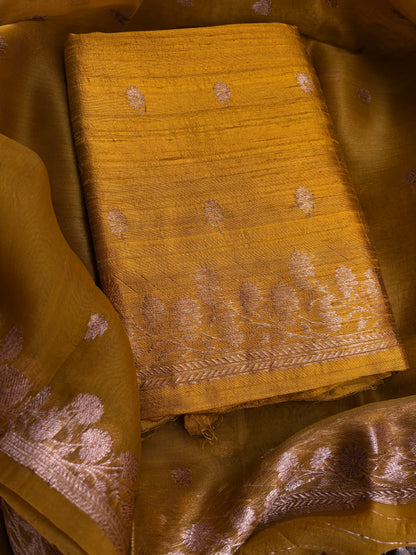 Raw silk kadhwa suit set
