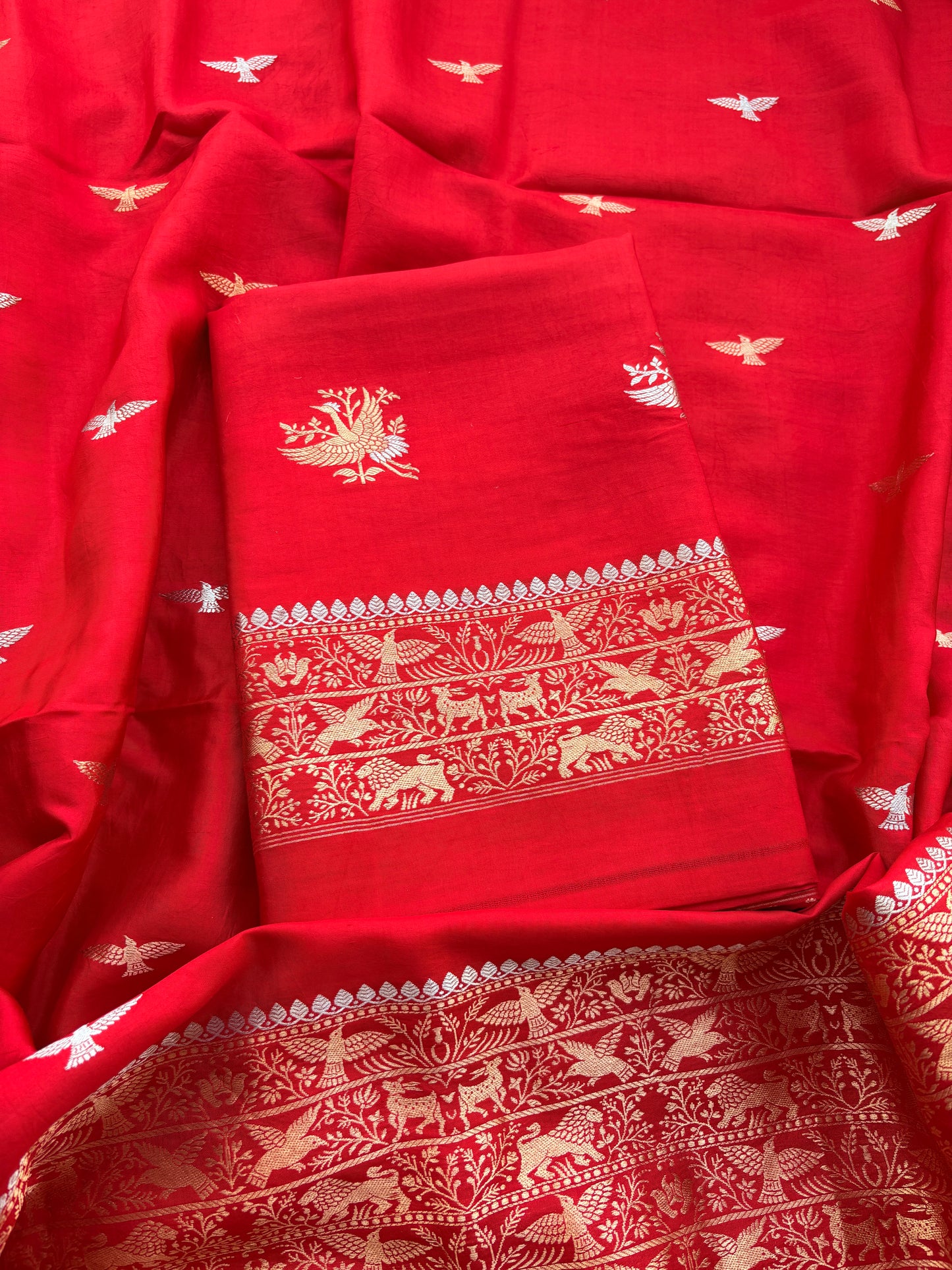 Red raw mango silk suit set