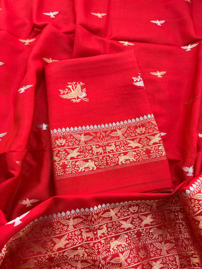 Red raw mango silk suit set