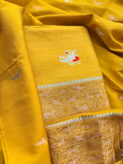 Yellow mango silk 3 piece suit set