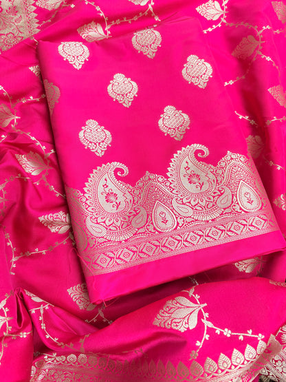 Pink mashru silk 3 piece suit set