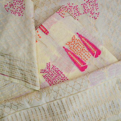 Cream Chanderi Abstract design suit set