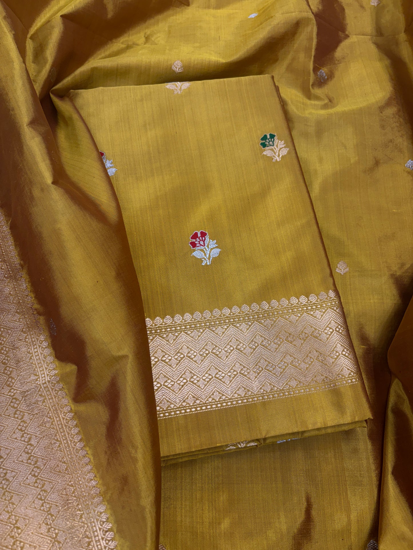 Mustard Katan by katan silk suit set