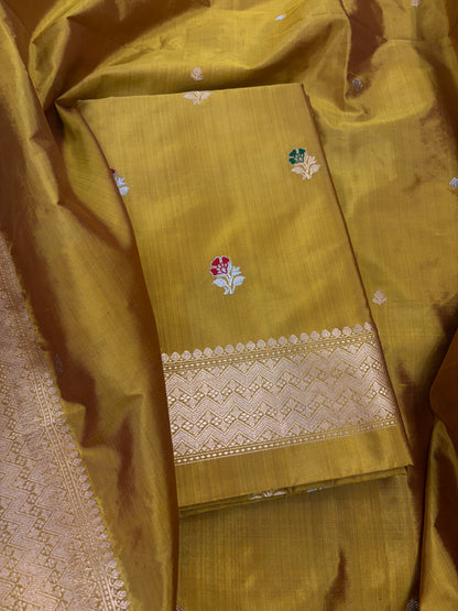Mustard Katan by katan silk suit set
