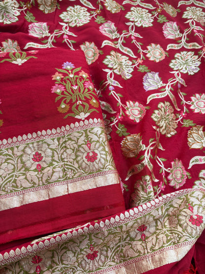 Red moonga silk meenadar exclusive suit set