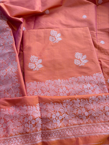 Orange katan by katan silk kadhwa suit
