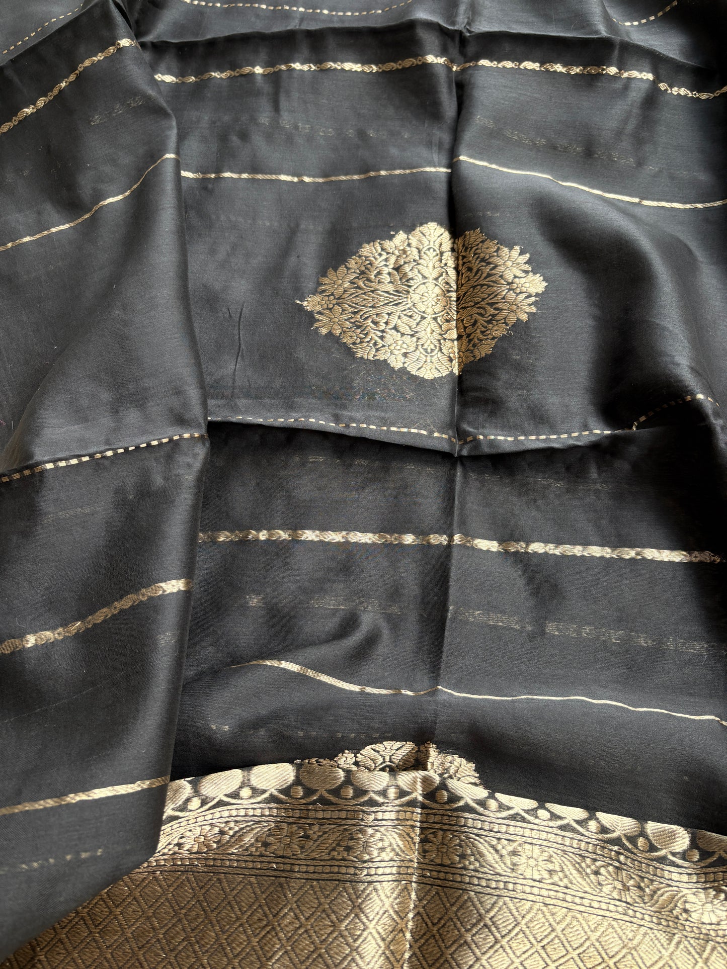 Black Chiniya silk suit set