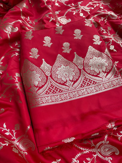 Red mashru silk 3 piece suit set