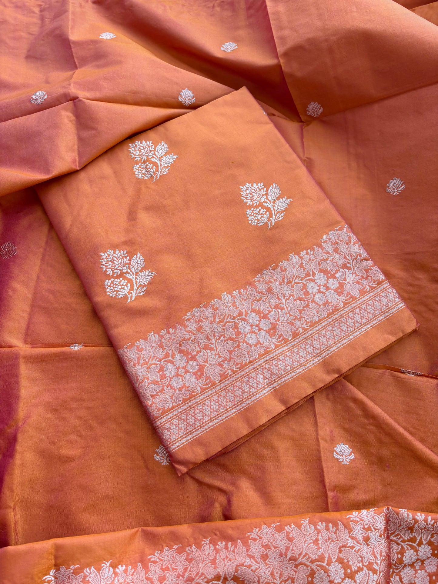 Orange katan by katan silk kadhwa suit