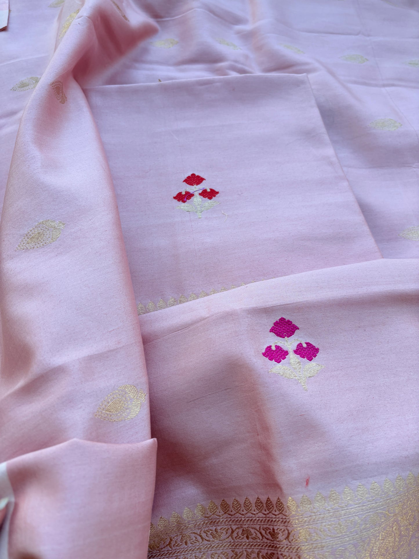 Pink Chiniya silk 3 piece suit set