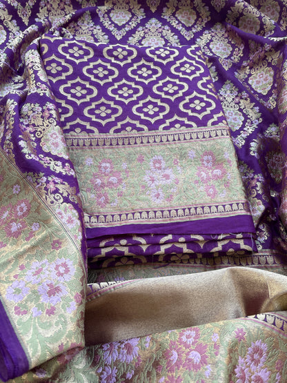 Purple Chanderi exclusive weaving suit set