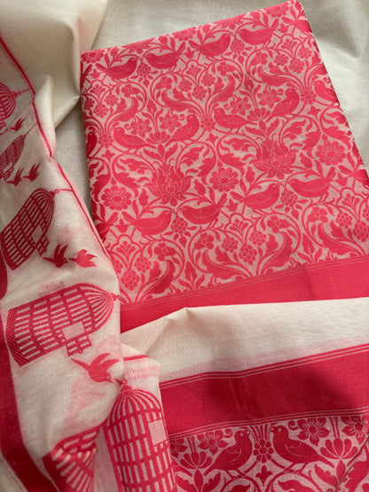 White base full jaal weaving suit set