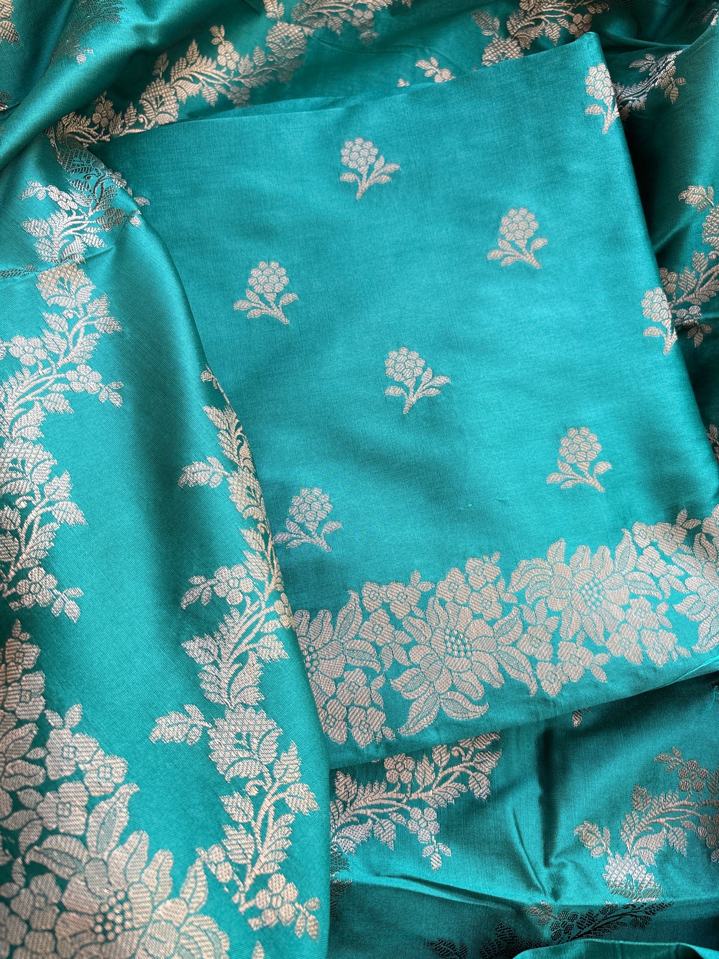 Blue premium silk 3 piece suit set