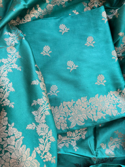 Blue premium silk 3 piece suit set