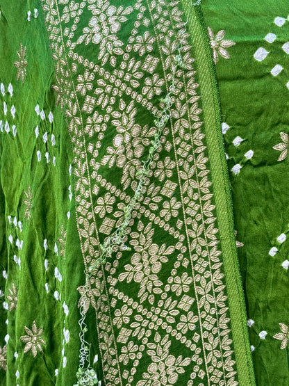 Green bandhani suit set