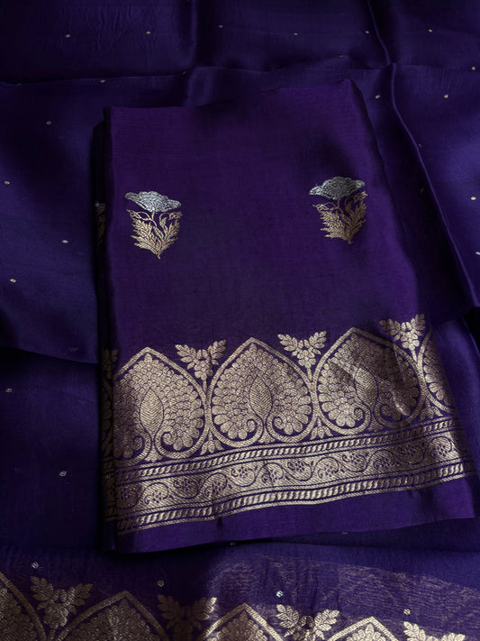 Purple artisan silk 3 piece suit set