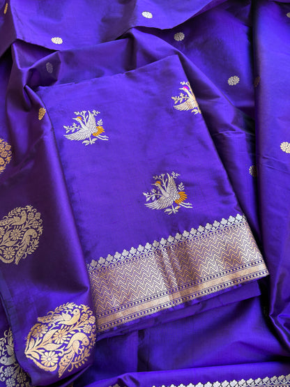 Purple katan by katan silk kadhwa suit set