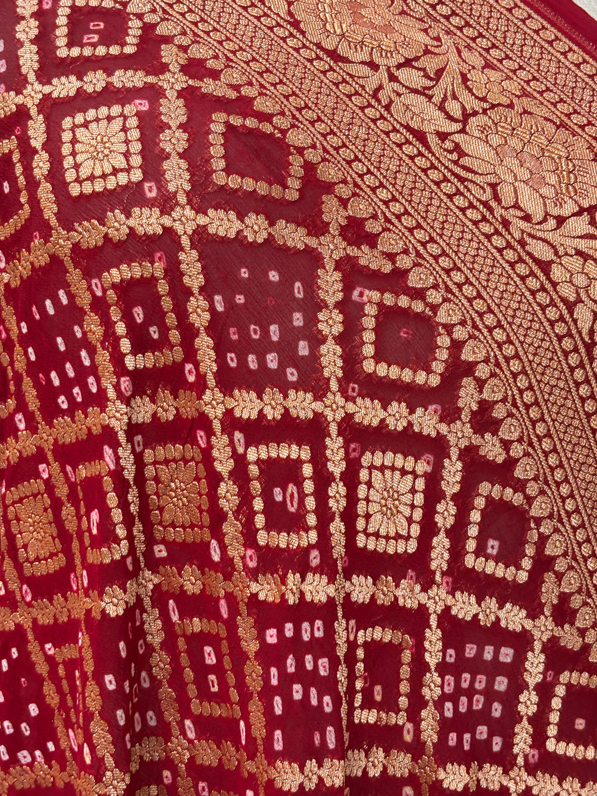 Maroon bandhani dupatta