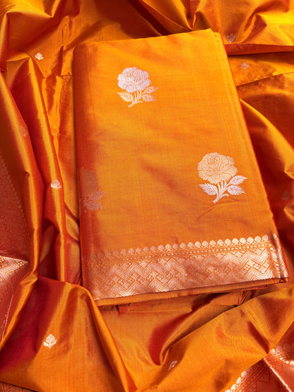 Orange gold katan by katan silk suit set