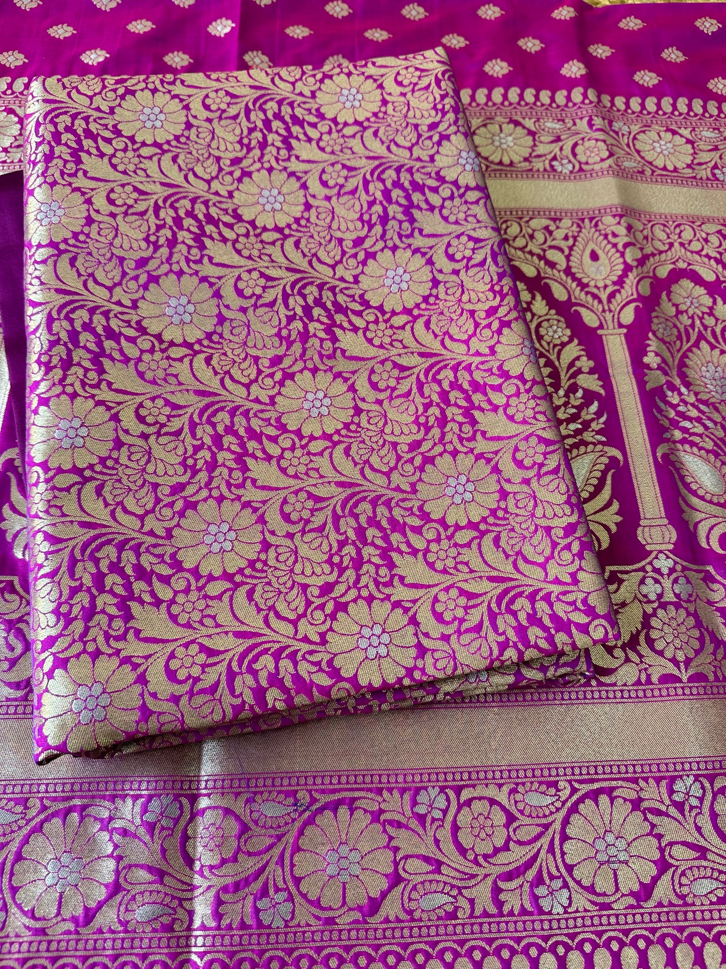 Purple magenta mashru brocade 3 piece suit