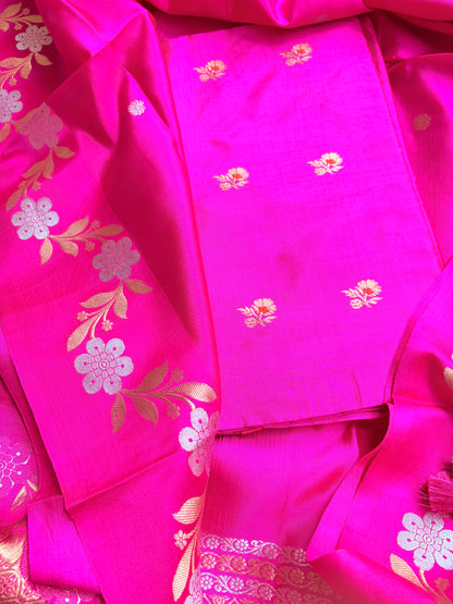 Pink katan by katan silk 3 piece suit set
