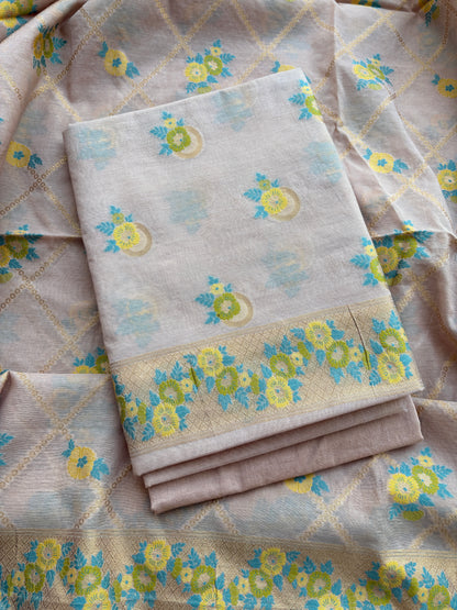 Nude jaal weaving Chanderi suit set