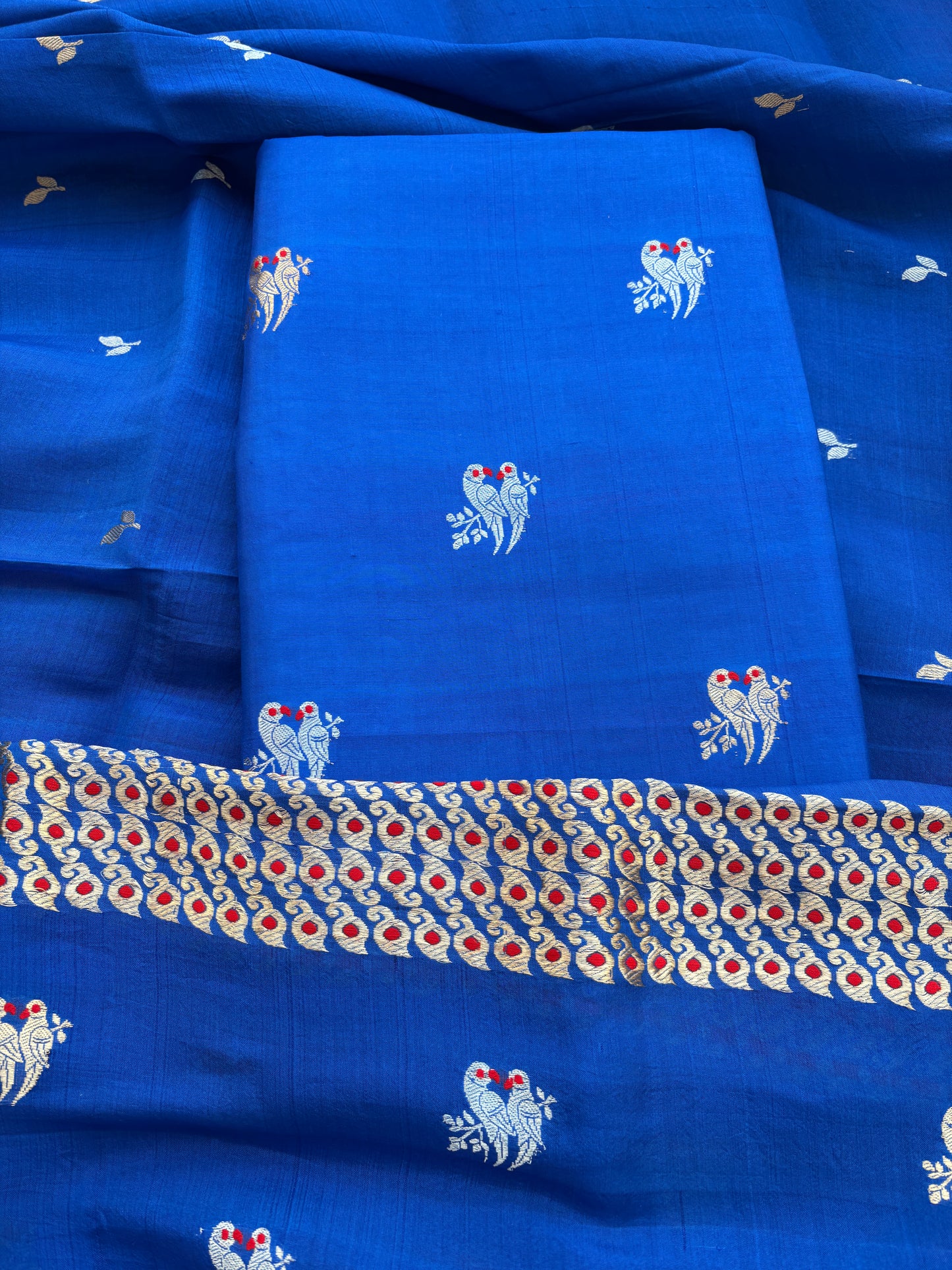 Blue mango silk kadhwa suit set