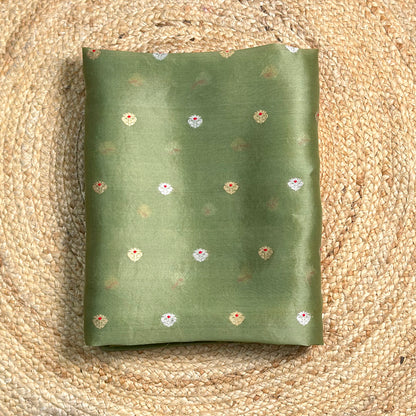 Olive green kurta with brown kora dupatta