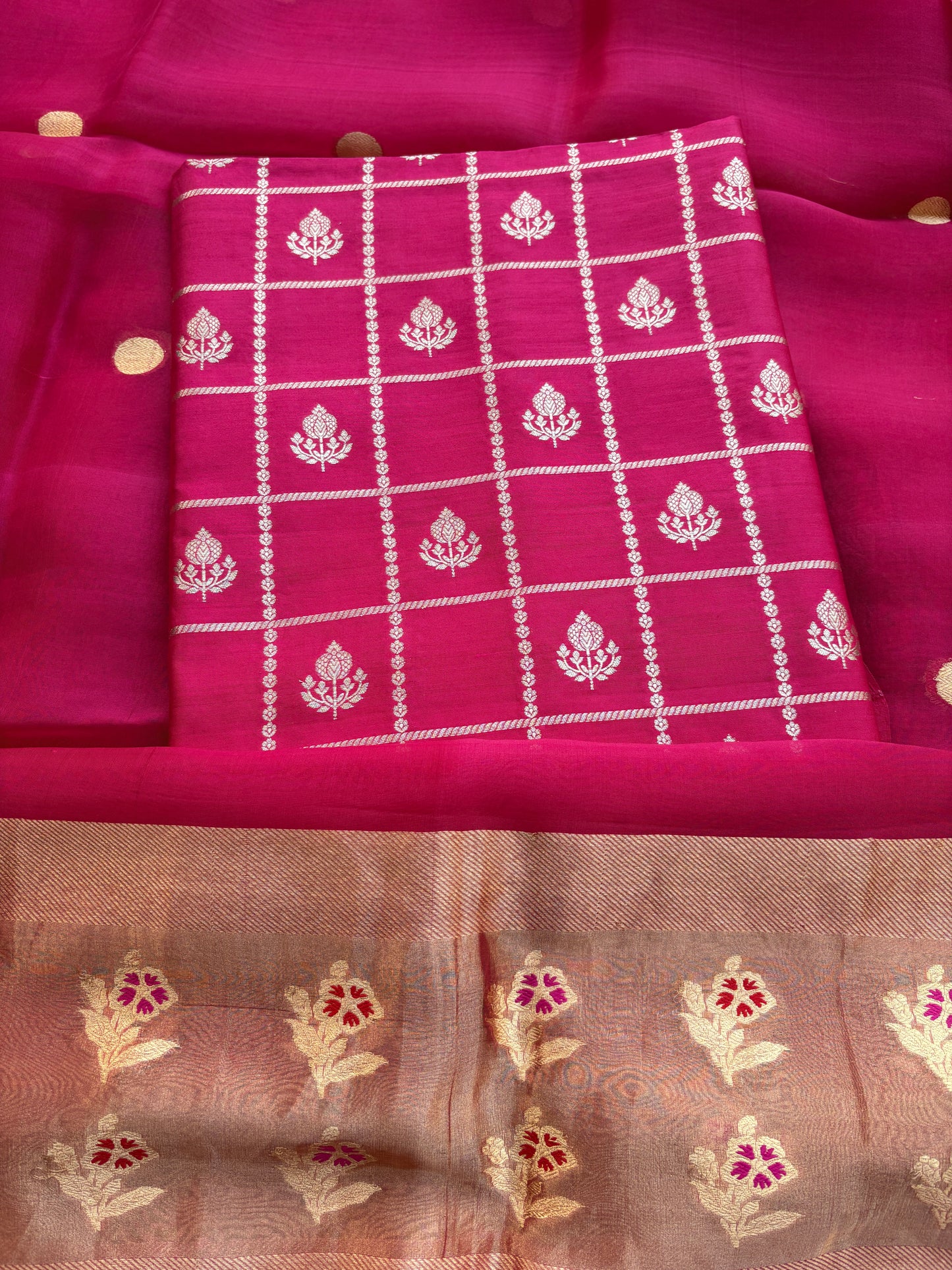Pink Chiniya kora suit set