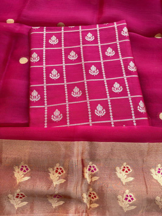 Pink Chiniya kora suit set