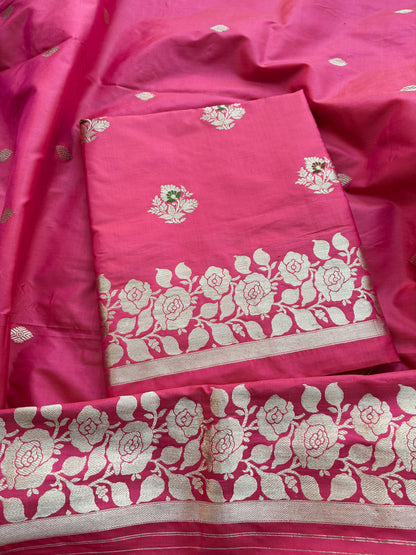 Pink katan by katan silk kadhwa suit set