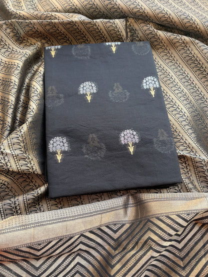 Black Chanderi cotton tissue suit set
