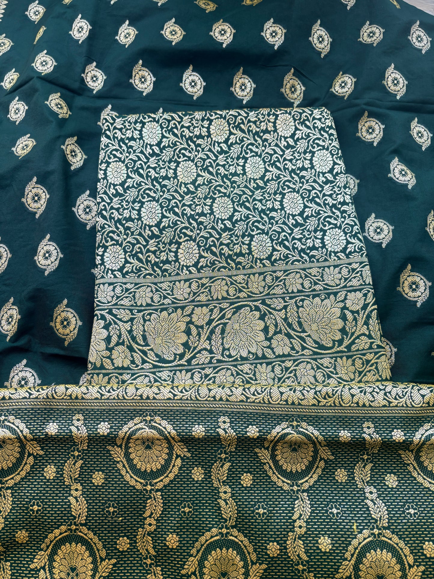 Green brocade premium silk suit