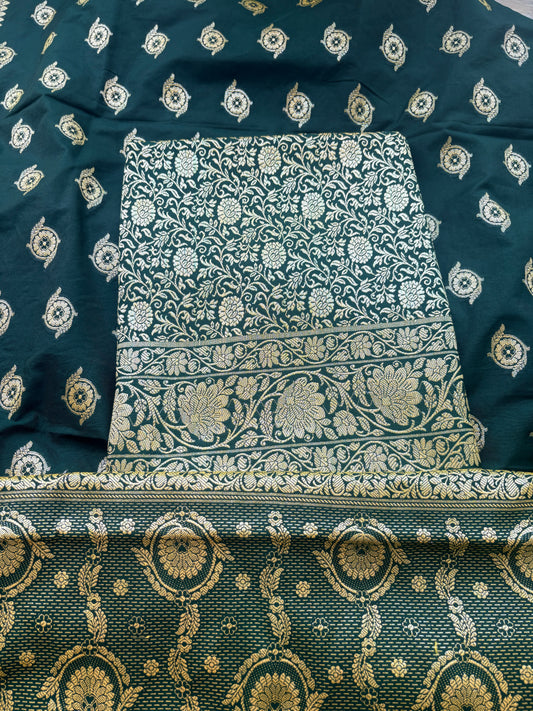 Green brocade premium silk suit