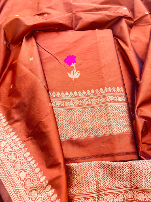 Orange Katan by Kayan silk kadhwa suit set