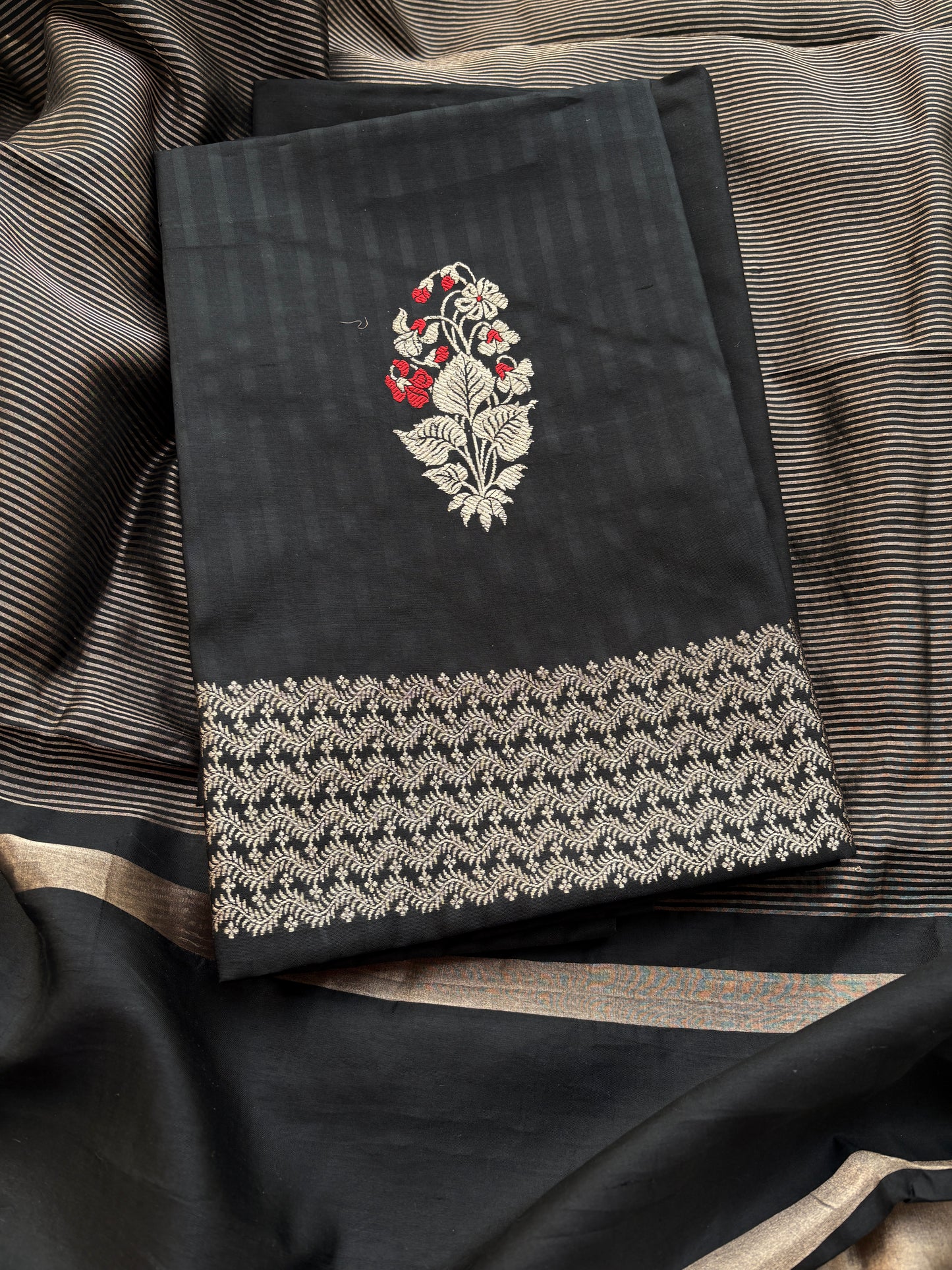 Black mango silk kadhwa meenadar suit set ( Fm 23)