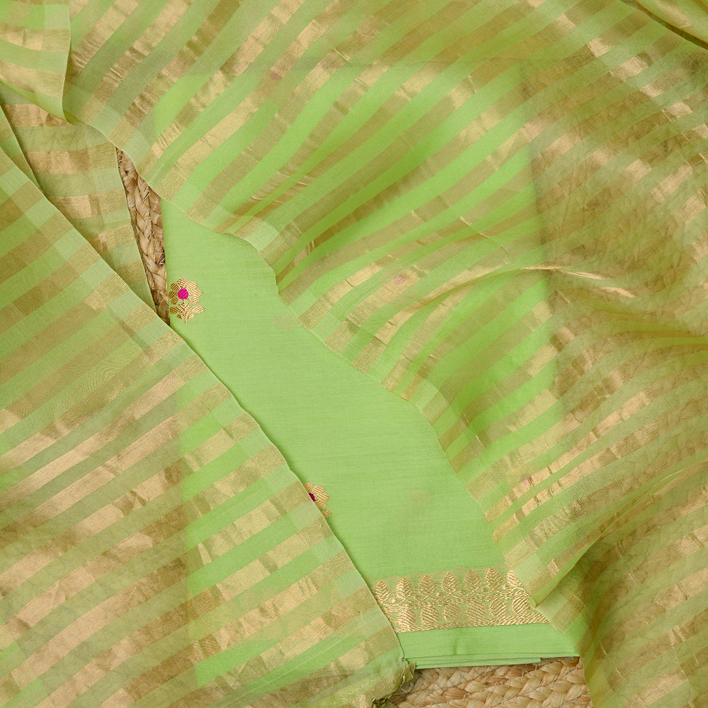 Green handloom silk suit set