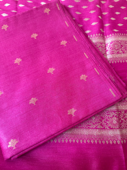 Magenta moonga silk suit